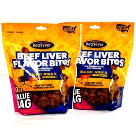 Retriever 749394270582 2 Beef Liver Flavor Bites Dog Training Treats 2-20oz Value Bags