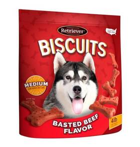 7981896739 Retriever Biscuits 4lb Medium Basted Beef Flavor Bones Dog Chew Treat