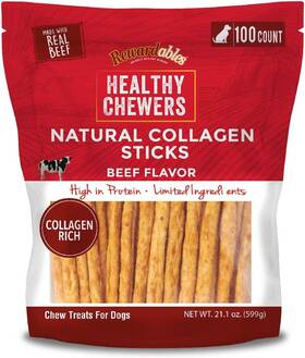 Rewardables 313028583500 Healthy Chewers Natural Collagen And Beef Sticks For Dogs 100 Count High