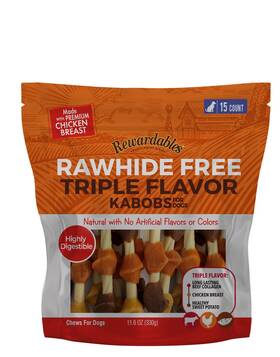Rewardables 813432019669 Rawhide Free Triple Flavor Kabobs For Dogs 15 Count Pack Of 1