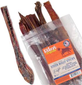 Rileys 313046962929 Steer Bully Sticks For Large To Xl Dogs - Odor Free Sma