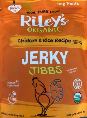 Rileys Organic 851614004522 Organics Chicken And Rice Recipe Dog Treats Jerky Jibbs 5 Oz - Pack Of 1