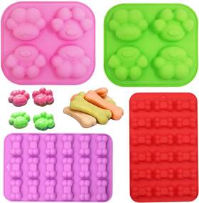 Sagooits 742484805237 Puppy Dog Paw 4 Cavity And Bone Silicone Mold Non-stick Treats Molds Used For