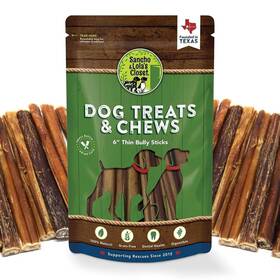 Sancho & Lolas Closet 715802950476 100% Natural 6-inch Thin Bully Sticks By And 35 Pack Healthy