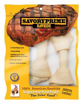 22107 Savory Prime Supreme Medium Adult Knotted Bone Rawhide 6-7 Inch