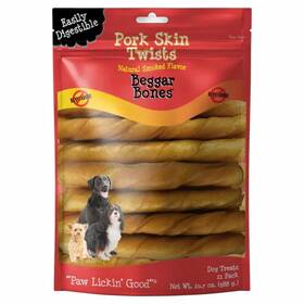 Savory Prime 810359003559 Beggar Bone Pork Skin Twists Treats For Dogs 21ct