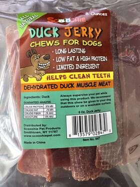 Scoochie 445026913973 Dog Jerky Treats Chews Duck Bites Natural High Protein Low Fat American 8oz Bag