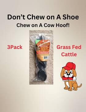 Scoohie 813579026865 Cow Hooves For Dogs Chew Play Treats 3 Pack Natural Grass Fed Cattle Dental