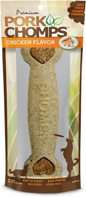 Dt686 Scott Pet Products Inc. Pork Chomps Dog Chew 7-inch Crunchy Bone Chicken Flavor 1 Count