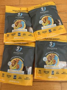 Shameless Pets 850010897028 4x Bananas For Bacon Soft Baked Dog Treats. 6 Oz Treats Dogs
