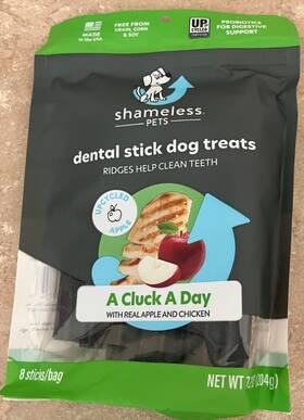 Shameless Pets 850033737813 Dental Treats For Dogs A Cluck Day Apple And Chicken 7.2 Oz