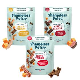 Shameless Pets 850071979060 Soft And Chewy Dog Treats Meaty Tenders Variety 3-pack - Real Meat Is 1st Inch