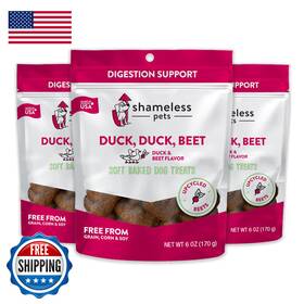 Shameless Pets B08bs65198 Soft-baked Dog Treats 6oz Duck Beet 3-pk Natural Grain-free