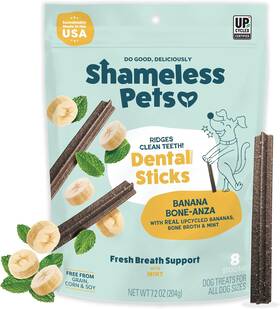 Shp89728-kw Shameless Pets Banana Bone-anza Dog Dental Sticks Teeth Cleaning Chews All Breeds