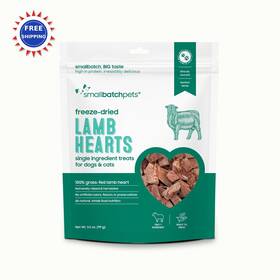 Smallbatch 019962377839 Pets Premium Freeze Dried Lamb Heart Treats For Dogs And Cats 5 Oz