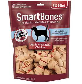 Smartbones 313036244226 Mini Bones With Real Chicken 56 Count Rawhide-free Chews For Dogs