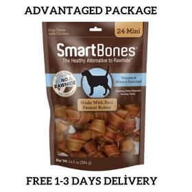Smartbones 716184544086 Mini Chews With Real Peanut Butter 24 Count 14.0oz Advantaged Package