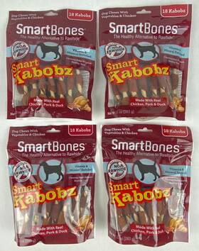 Smartbones 810833028221 Smart Bones Kabobz 10 Oz 18 Ct X 4 72 Pk Lot Chicken Pork Duck Dog Chews B75