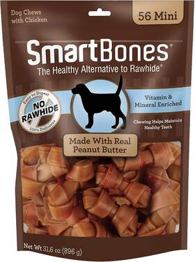 Sbpb-00457 Smartbones Mini Bones With Real Peanut Butter 56 Count Rawhide-free Chews For Dogs