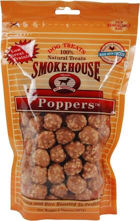 25092 Smokehouse 100-percent Natural Roasted Chicken Poppers Dog Treats 8-ounce