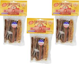 Smokehouse 445054344329 3 Pack Smoke House Beef Pizzle Treat For Dogs 4-inch - 18 Sticks Total