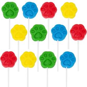 Snacktery 840309608312 Paw Print Lollipops - Puppy 2 Inches Assorted Colors Blue Green Red