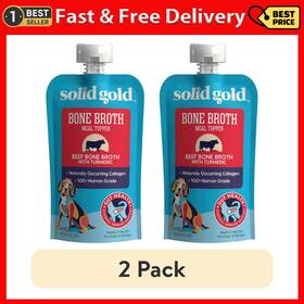 Solid Gold 744759565280 2 Pack Bone Broth Meal Topper For Dogs Grain-free Beef Flavor 8 Oz