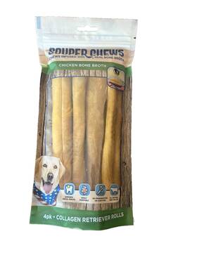 Souper Chews 850066221075 Chicken Bone Broth Collagen Retriever Rolls Dog Treats 7-8 Inch 4-pack
