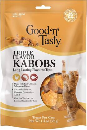 Spectrum Brands 313025336383 Good N Tasty Triple Flavor Kabobs Cat Treat 1.4 Ounce Bag Long-lasting Playt