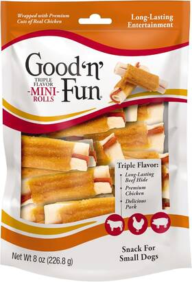 P-94754tcn Spectrum Brands Good Ftnft Fun Triple Flavor Mini Rolls 8 Ounce Treat Your Small Dog To A Long-l