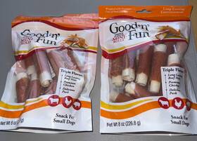 Spectrum Brands Pet 091093947549 Good N Fun Triple Flavor Mini Rolls 2x8oz Dog Treats Chews Snacks Rawhide
