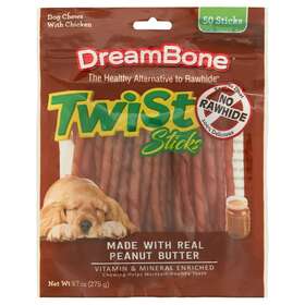 Spectrum Brands Pet Llc 313040410471 Dreambone Twist Sticks With Peanut Butter Rawhide-free Dog Chews 9.7 Oz. 50 Co