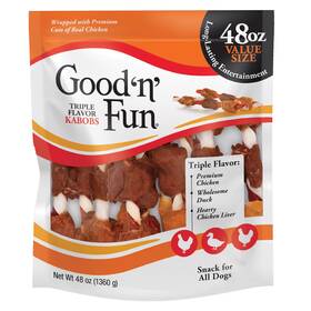 Spectrum Brands Pet Llc 313098987949 Triple Flavor Kabobs Rawhide Chews For All Dogs 48 Oz