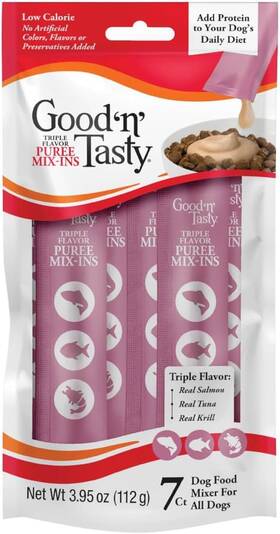 Spectrum Brands Pet Llc 445037483434 Good Ftnft Tasty Triple Flavor Puree Mix-ins Dog Food Topper Treats For All Dogs