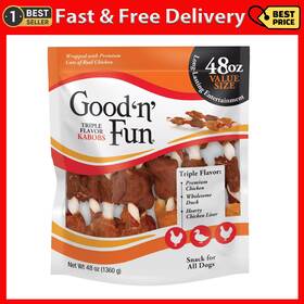 Spectrum Brands Pet Llc 744110396423 Good Ftnft Fun Triple Flavor Kabobs Rawhide Chews For All Dogs 48 Oz
