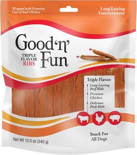 P-94129cn-12 Spectrum Brands Pet Llc Good N Fun Triple Flavor Ribs Chews For All Dogs 12 Ounces Treat Your Dog To