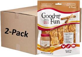 P-94418 Spectrum Brands Pet Llc Good N Fun Triple Flavor Small Rolls Rawhide Chews For All Dogs 16 Count