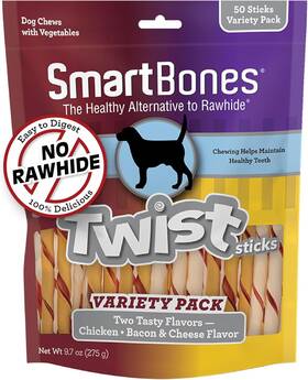 Sbm-00464 Spectrum Brands Smartbones Twist Sticks Variety Pack 50 Count Rawhide-free Chews For Dogs Made
