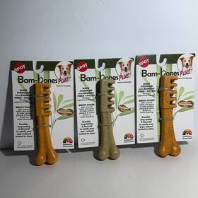 Spot 077234369166 3 New Bam-bones Plus Peanut Butter And Chicken Toothbrush Shaped Dog Chew Toy