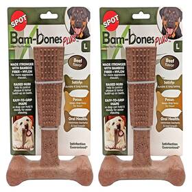 Spot B0842x4hqt Ethical Pet 2 Pack Of Bambones Plus Dog Chew Toys Large 7 Inch Beef Flavor