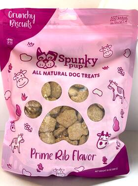 6388 Spunky Pup All Natural Crunchy Dog Treats Prime Rib 24oz Healthy Ingredients Usa