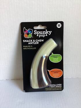Spunky Pup Dog Toys 857874006597 Medium Snack Dental Chew Antler Rugged Nylon Beef Flavored