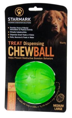 Starmark 873199000256 Treat Dispensing Chew Ball Dog Toy - Medium Large