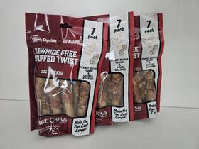 Summma International 850046009662 3 Packs Dog Treats Rawhide Free Stuffed Twist Peanut Butter Flavor And Chicken Wra