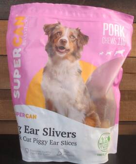 Super Can 709417695092 Supercan Pig Ear Slivers Pork Cut Slices 1lb Bag