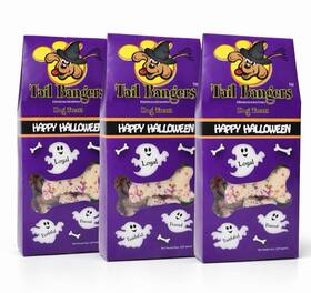 Tail Bangers 748252225702 Happy Halloween Dog Treats Baked Biscuits Peanut Butter And Honey 3 Pack