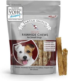 Tartar Shield 313056143110 Soft Rawhide Chews Safe Dental Treats For Small Dogs Vet Vohc