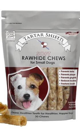 Tartar Shield 850046954085 Soft Rawhide Chews Safe Dental Treats For Small Dogs Vet Vo