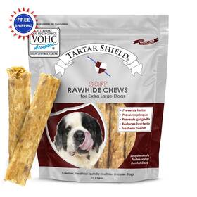 Ts-src-xlg-12 Tartar Shield Soft Rawhide Chews For Large Dogs 12 Count Safe Dental Treats