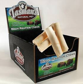 Tasmans Natural Pet 728028153484 4-5 Inch Small Bison Rolls. 32 Piece Cs. No Harmful Chemicals